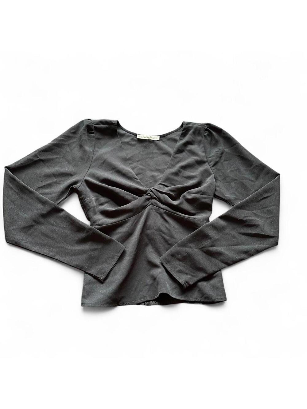Abercrombie & Fitch Black Long Sleeve Knot Front Top - Size XS